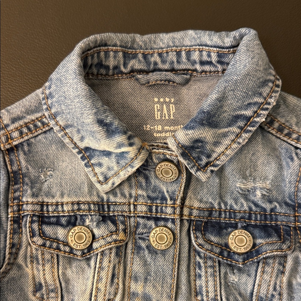 GAP Kids Light Blue Jean Jacket 12-18 months - Picture 2 of 5